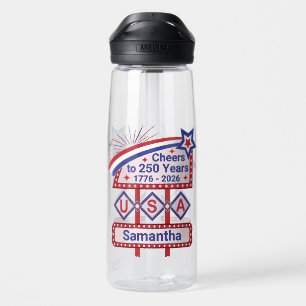 Personalisierte USA 250–Patriotische Retro-Markise Trinkflasche