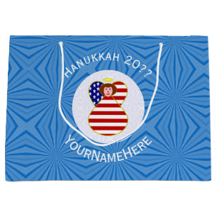 Personalisierte USA-Engels-Hanukkah-Flagge Große Geschenktüte