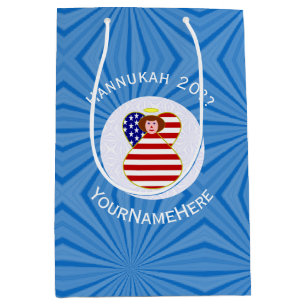Personalisierte USA-Engels-Hanukkah-Flagge  Mittlere Geschenktüte