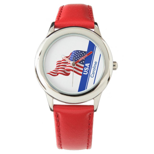 Personalisierte USA-Patriotikflagge Armbanduhr (Vorderseite)