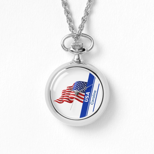 Personalisierte USA-Patriotikflagge Armbanduhr (Vorderseite)