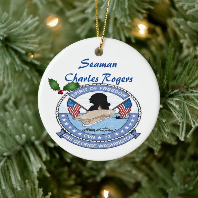 Personalisierte USS George Washington CVN 73 Keramik Ornament (Baum)