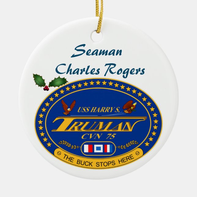Personalisierte USS Harry S Truman CVN 75 Keramik Ornament (Vorne)