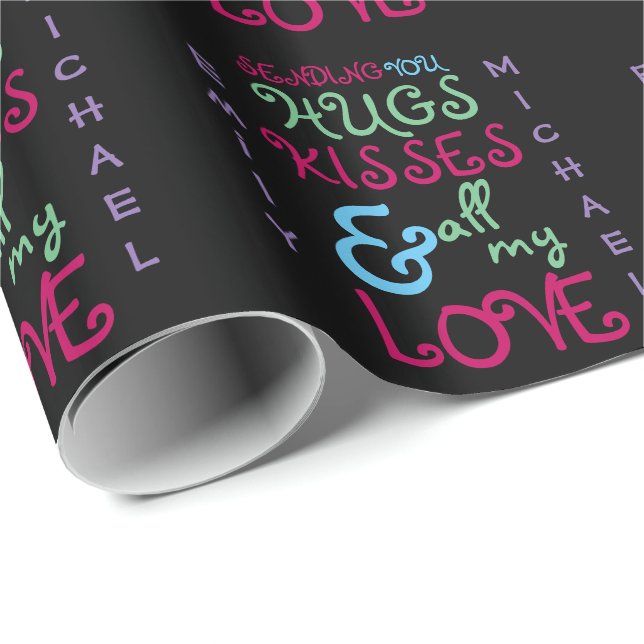Personalisierte Valentine Moderne Funky TEXT 2 Geschenkpapier (Rolleneckpunkt)