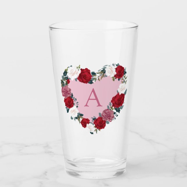 Personalisierte Valentine-Rose Glas (Vorderseite)