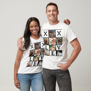 Personalisierte Valentine XOXO Liebe 7 FotoCollage T-Shirt