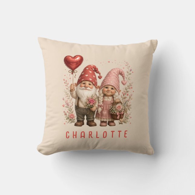 Personalisierte Valentins-Gnome Custom Kissen (Vorderseite)