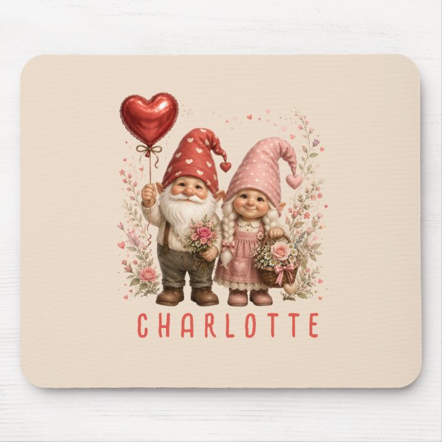Personalisierte Valentins-Gnome Custom Mousepad (Vorne)