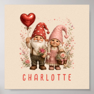 Personalisierte Valentins-Gnome Custom Poster