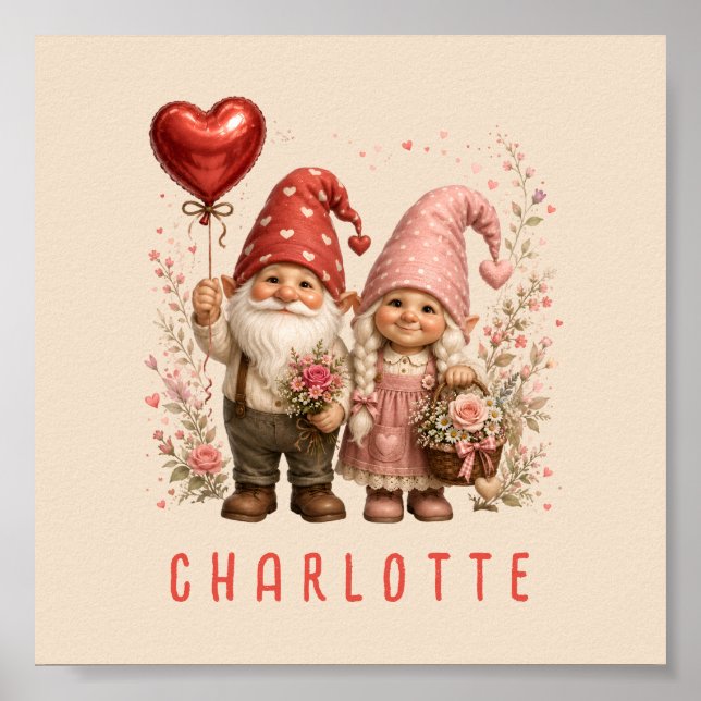 Personalisierte Valentins-Gnome Custom Poster (Vorne)