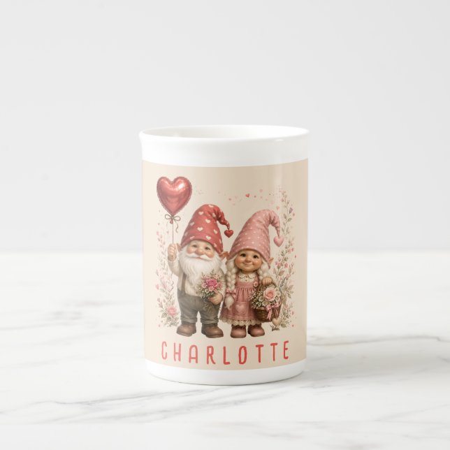 Personalisierte Valentins-Gnome Custom Prozellantasse (Vorderseite)