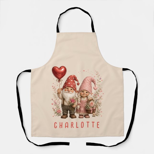 Personalisierte Valentins-Gnome Custom Schürze (Vorderseite)
