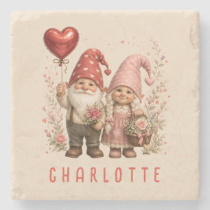 Personalisierte Valentins-Gnome Custom Steinuntersetzer