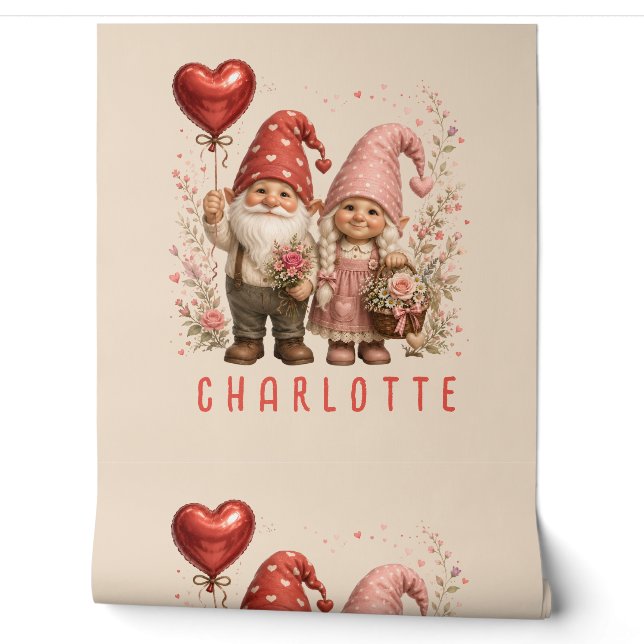 Personalisierte Valentins-Gnome Custom Tapete (Abrollen)