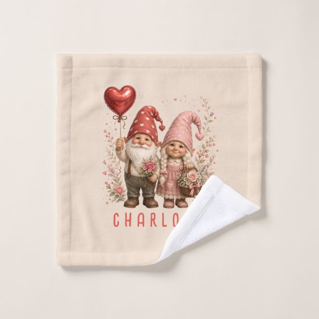 Personalisierte Valentins-Gnome Custom Waschlappen (Waschlappen)