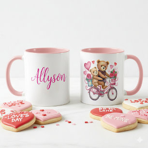 Personalisierte Valentinstag-Teddybären auf Fahrra Tasse