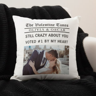 Personalisierte Valentinstag-Zeitungsfoto Kissen