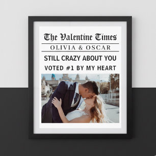 Personalisierte Valentinstag-Zeitungsfoto Poster