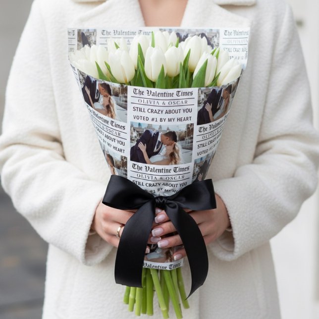 Personalisierte Valentinstag-Zeitungsfoto-Verpacku Geschenkpapier (Von Creator hochgeladen)