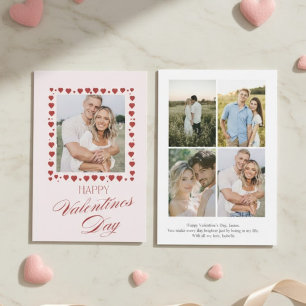 Personalisierte Valentinstagskarte mit Foto rosa Feiertagskarte
