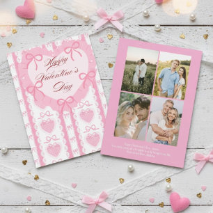 Personalisierte Valentinstagskarte mit Foto rosa Feiertagskarte