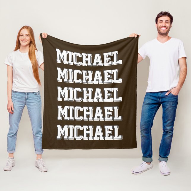 Personalisierte Varsity Brown Monogramm Fleecedecke (Beispiel)