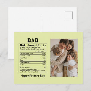 Personalisierte Vatertags-Dad-Ernährungsfakten Postkarte