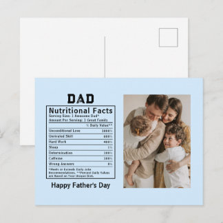 Personalisierte Vatertags-Dad-Ernährungsfakten  Postkarte
