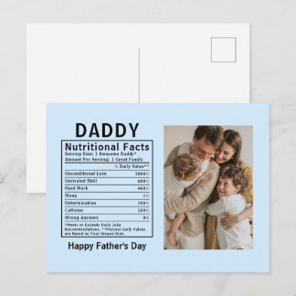 Personalisierte Vatertags-Daddy-Ernährungsfakten  Postkarte