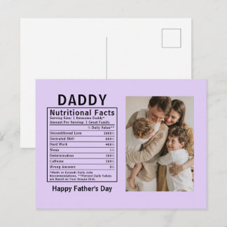 Personalisierte Vatertags-Daddy-Ernährungsfakten  Postkarte