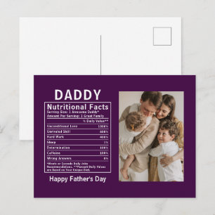 Personalisierte Vatertags-Daddy-Ernährungsfakten  Postkarte