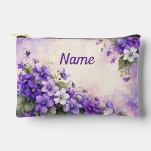Personalisierte Veilchen-Geburtsblume Februar Zubehörtasche