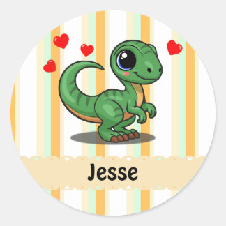 Personalisierte Velociraptor-Dinosaurier-Aufkleber Runder Aufkleber