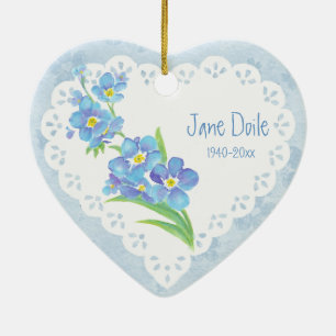 Personalisierte Vergissmeinnicht-Gedenkblume mit D Keramik Ornament