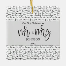 Personalisierte Verheiratete Liebe-Hochzeit Keramikornament