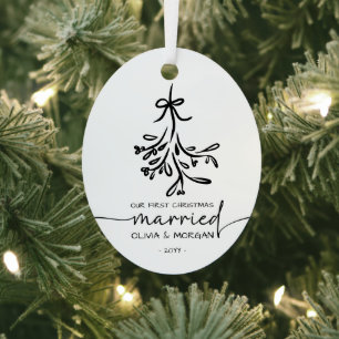 Personalisierte Verheiratete Weihnachtsnamen Ornament Aus Metall
