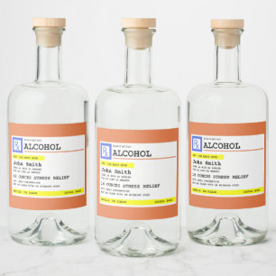 Personalisierte Verschreibung Humorer Alkohol Alkoholflaschenetikett