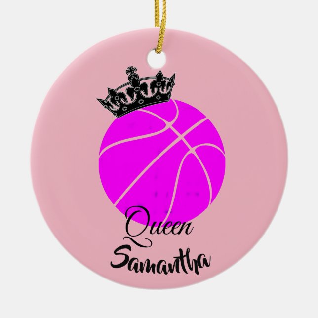Personalisierte Verzierung der Basketballkönigin Keramikornament (Vorne)