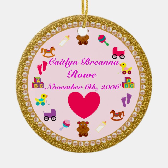 Personalisierte Verzierung der Enkelin Weihnachts Keramik Ornament (Vorne)