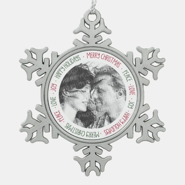 Personalisierte Verzierung des Schneeflocken Zinn-Ornament (Vorderseite)