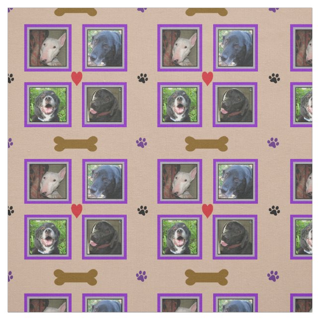 Personalisierte vier Foto-Collage-Lila Rahmen Stoff (Muster)