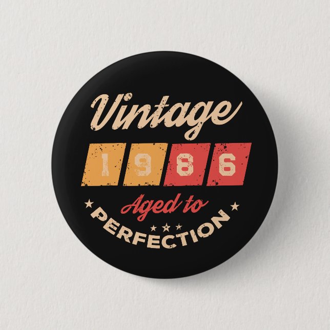 Personalisierte vierzig Vintage 40. Geburtstagsfei Button (Vorderseite)