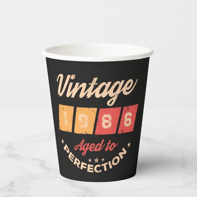Personalisierte vierzig Vintage 40. Geburtstagsfei Pappbecher (Vorderseite)