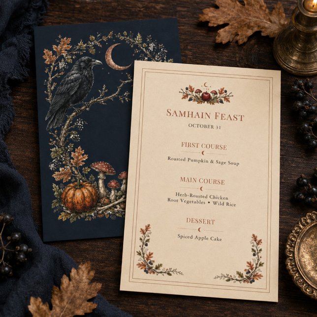 Personalisierte viktorianische Samhain-Raben-Abend (Personalized Victorian Samhain Raven Dinner Menu)