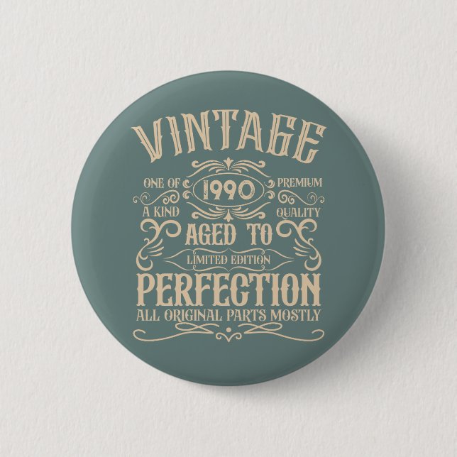 Personalisierte Vintage 35. Geburtstagsparty Button (Vorderseite)