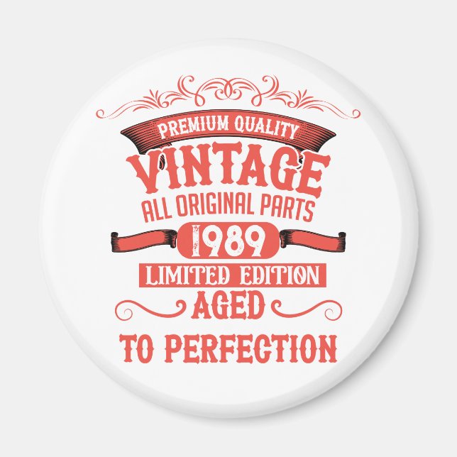 Personalisierte Vintage 35. Geburtstagsparty Magnet (Vorne)