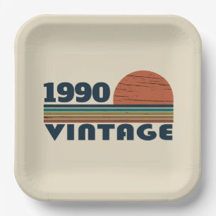 Personalisierte Vintage 35. Geburtstagsparty Pappteller