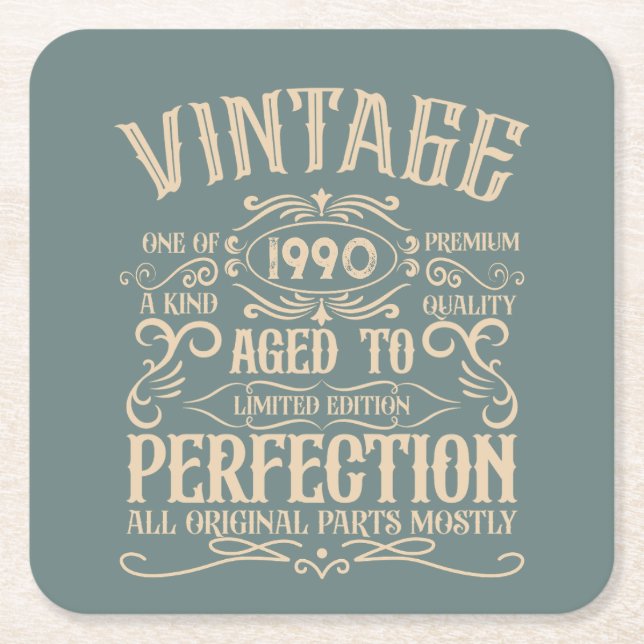 Personalisierte Vintage 35. Geburtstagsparty Rechteckiger Pappuntersetzer (Vorderseite)