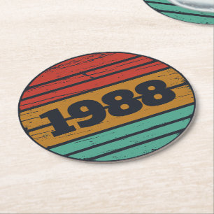 Personalisierte Vintage 35. Geburtstagsparty Runder Pappuntersetzer