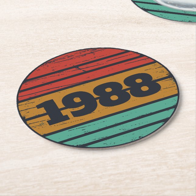 Personalisierte Vintage 35. Geburtstagsparty Runder Pappuntersetzer (Angewinkelt)